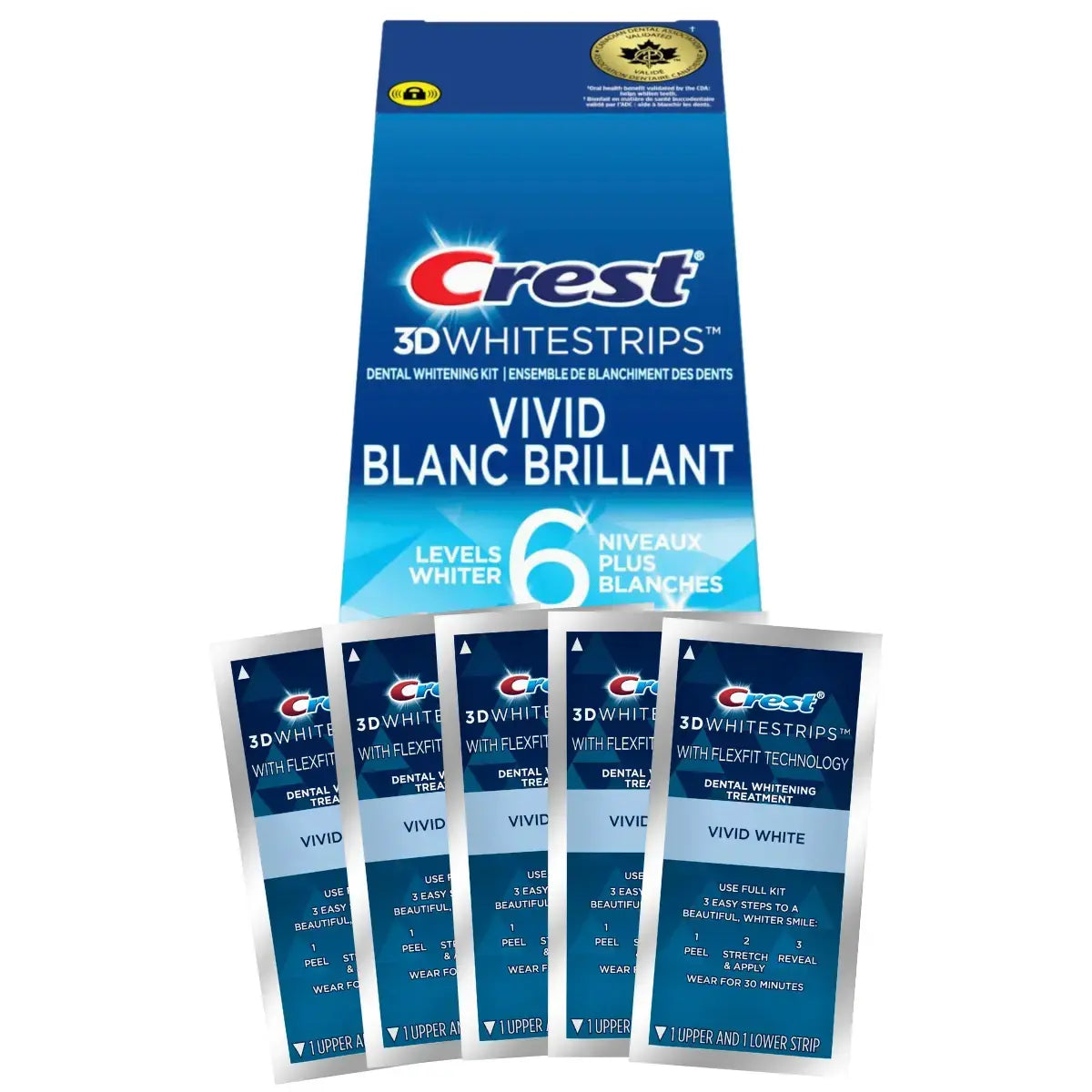 Bieliace pásiky Crest Vivid Blanc Brillant 6 Levels Whiter Whitestrips
